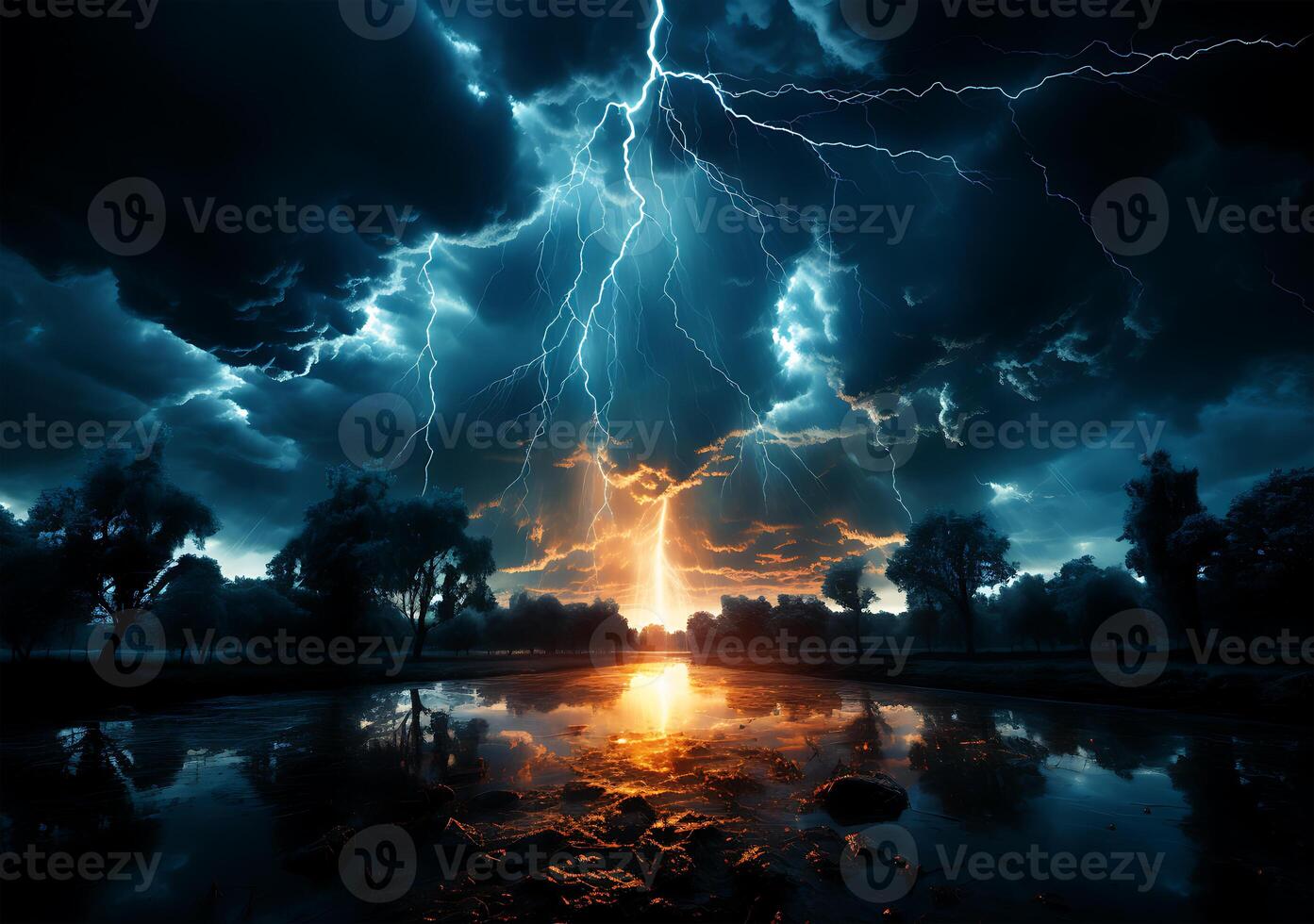 AI generated View of beautiful lightning from the sky in a kingdom photo