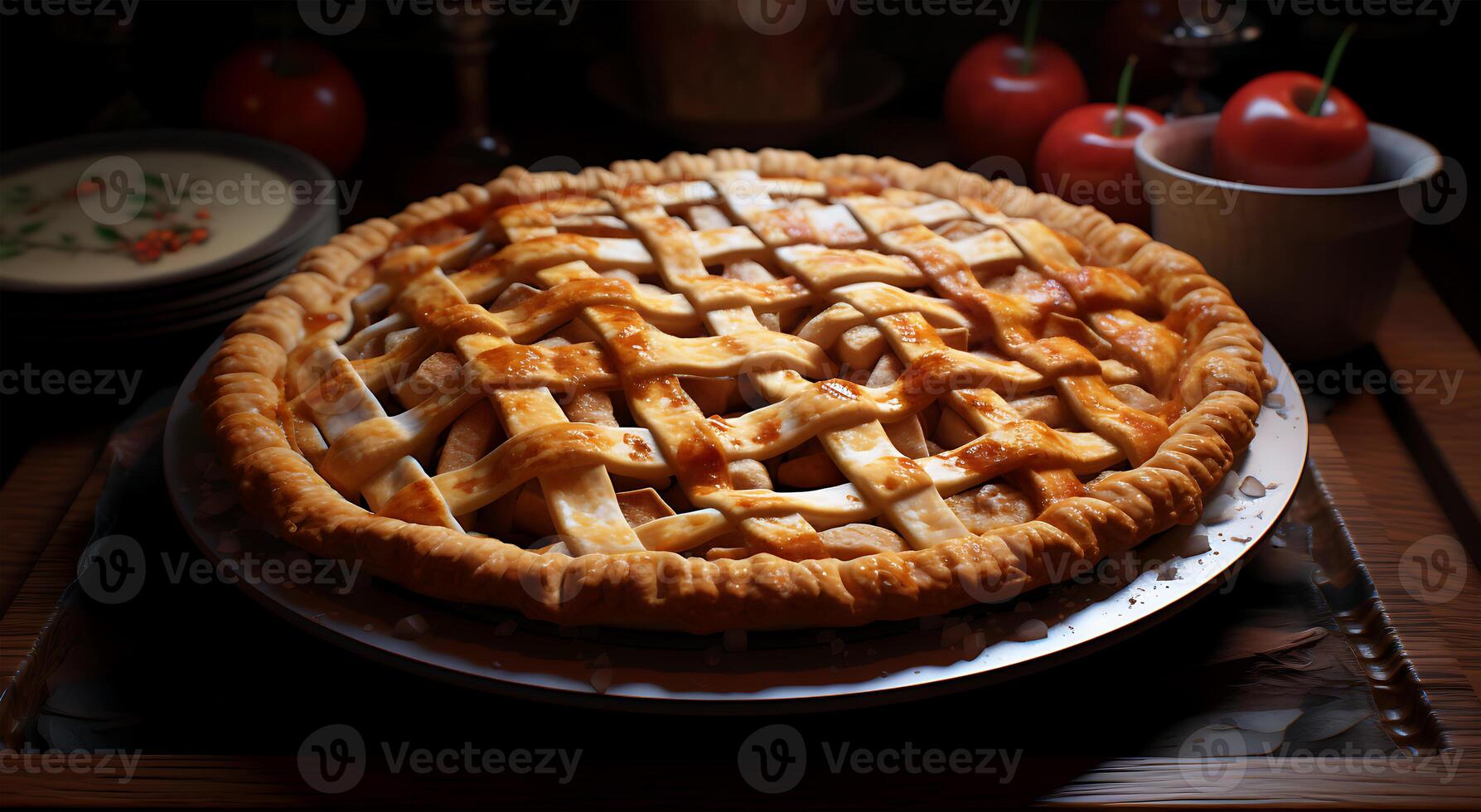 AI generated Delicious pie food on a plate that is very realistic photo