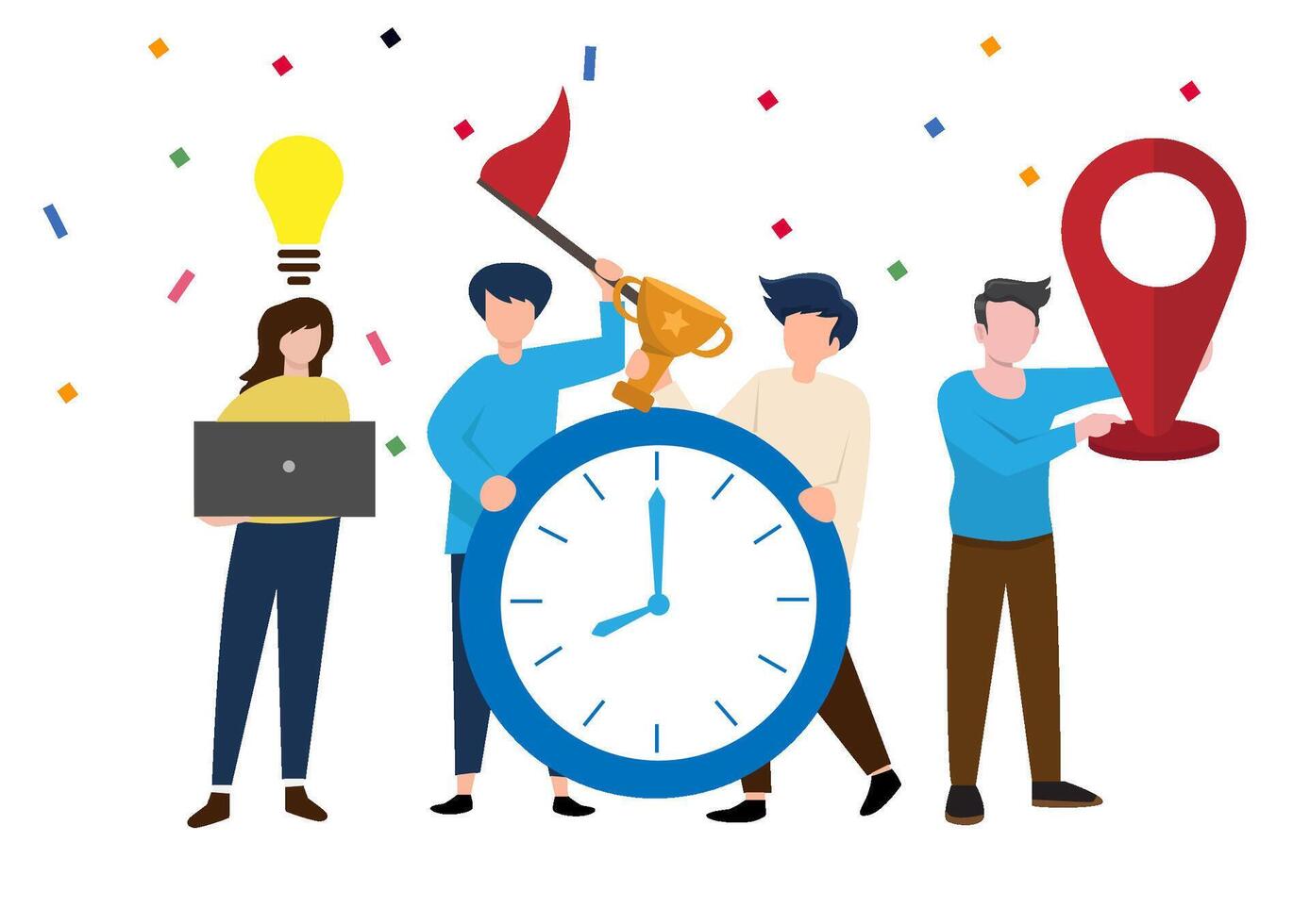 Business time management vector illustration brings success.