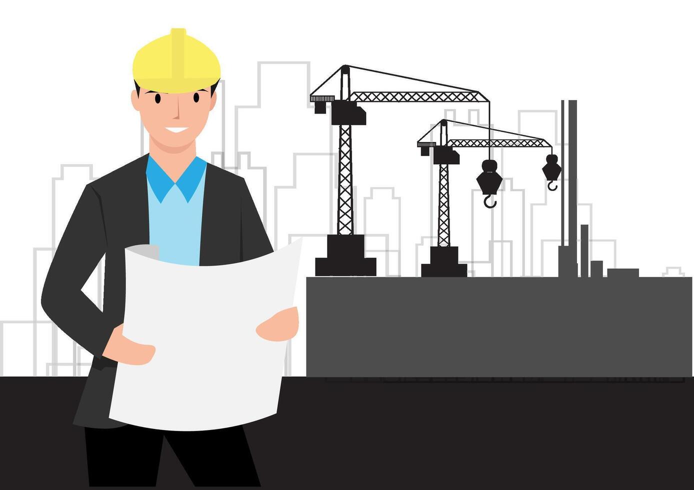 building designer Plan and design building structures such as condos, apartments, factories. Vector illustrations.