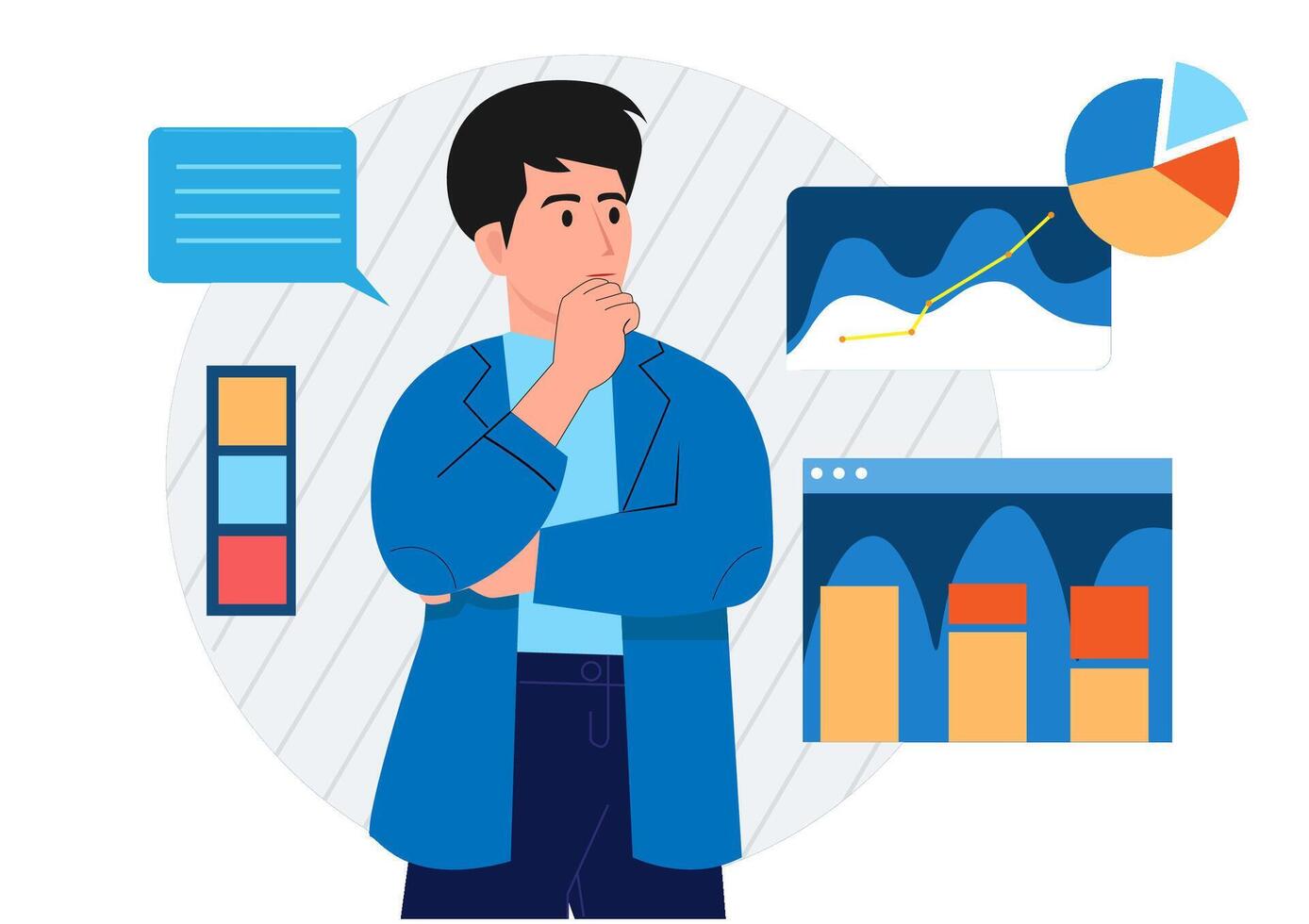Business, business data analysis, investment and management vector