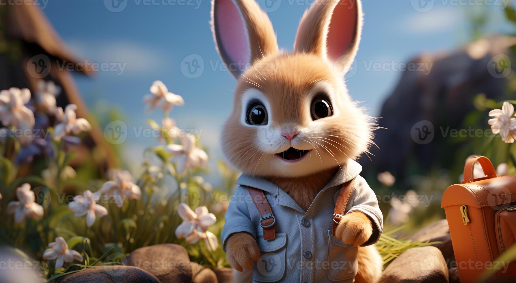 AI generated View of Easter Rabbit Standing in the Season Spring Day photo