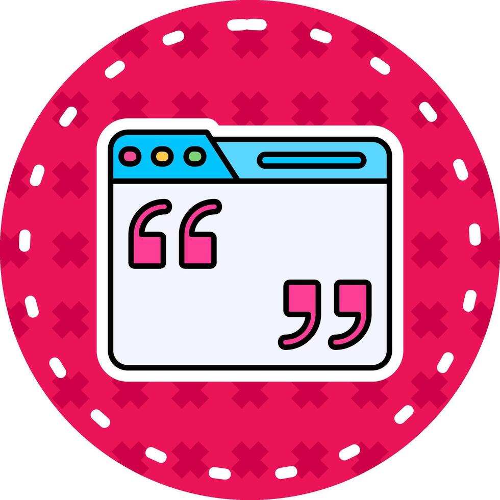 Quote Line Filled Sticker Icon vector