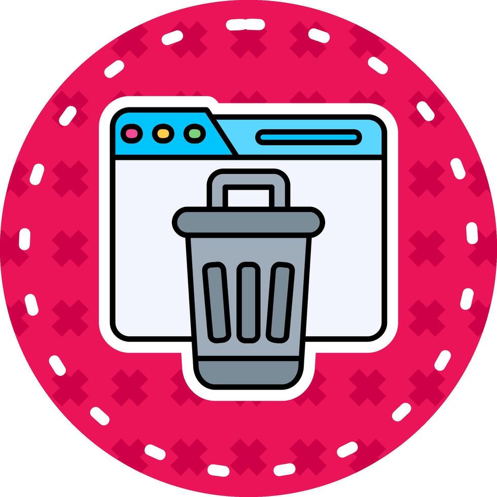 Bin Line Filled Sticker Icon vector