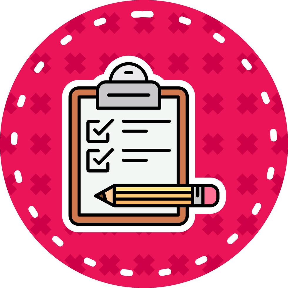 Exam Line Filled Sticker Icon vector