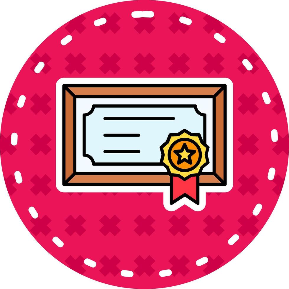 Certificate Line Filled Sticker Icon vector