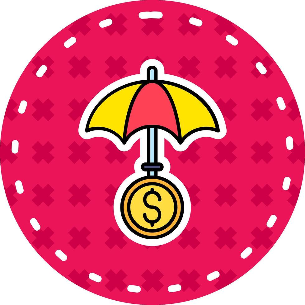 paraguas línea lleno pegatina icono vector