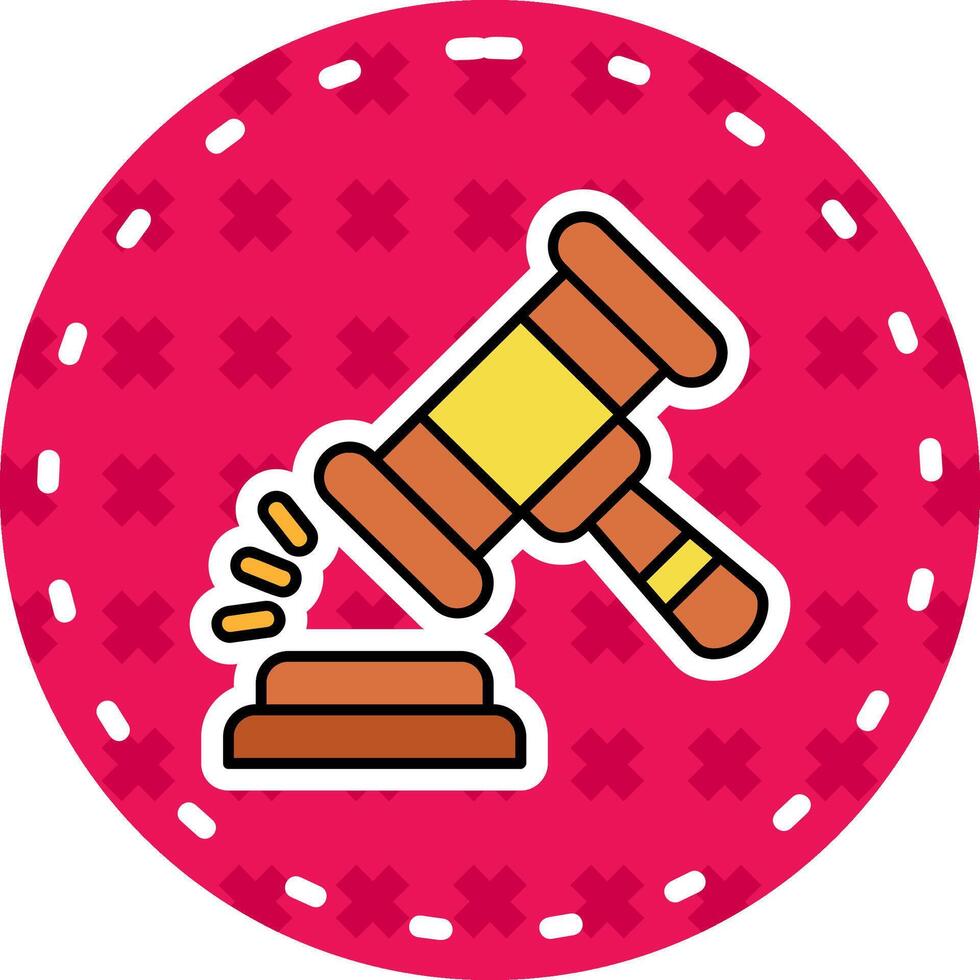 Gavel Line Filled Sticker Icon vector