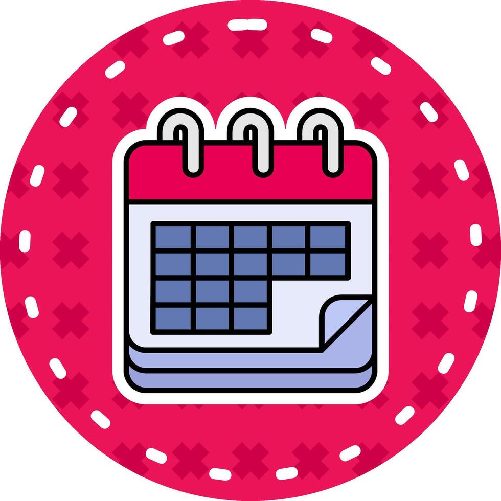 calendario línea lleno pegatina icono vector