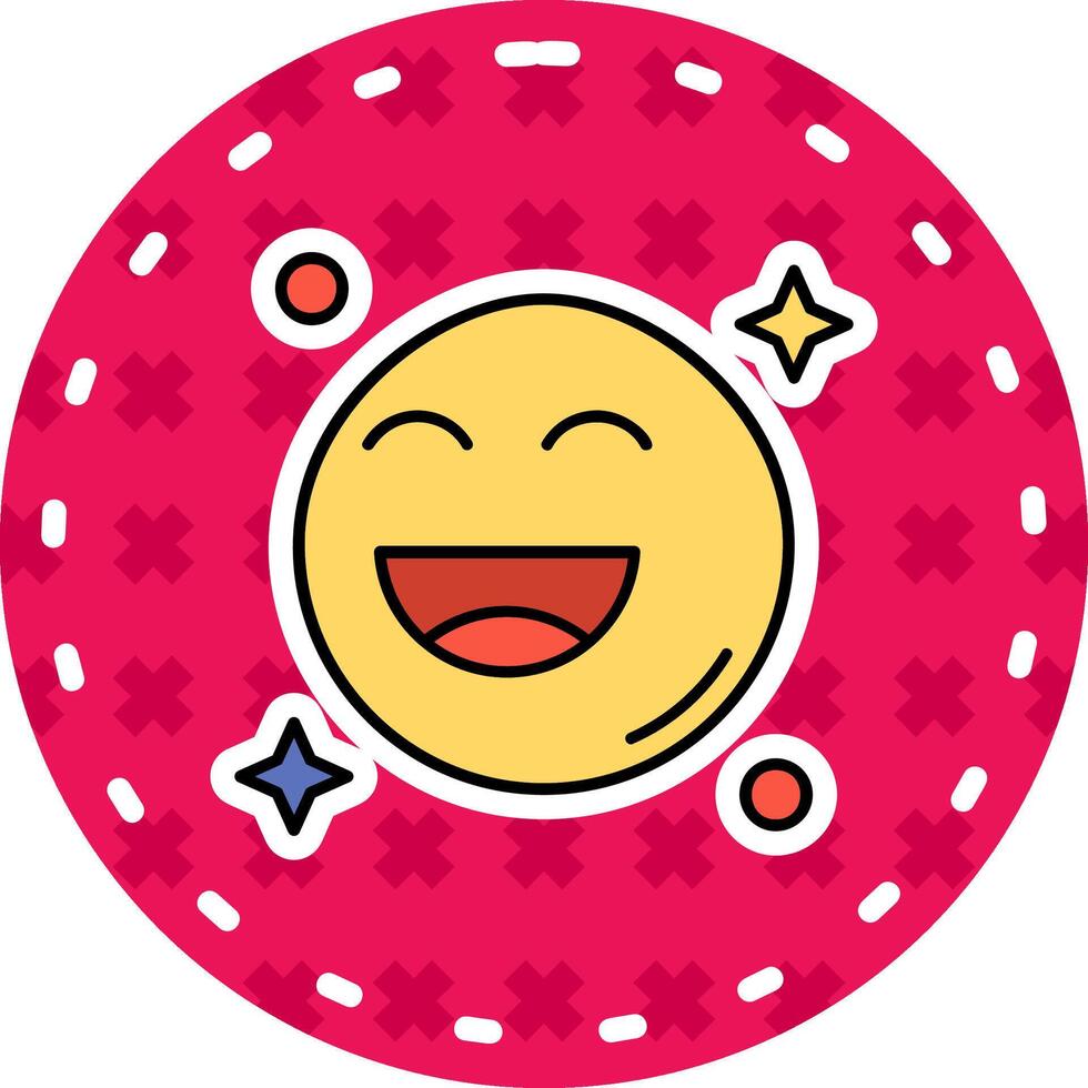 Happy Line Filled Sticker Icon vector