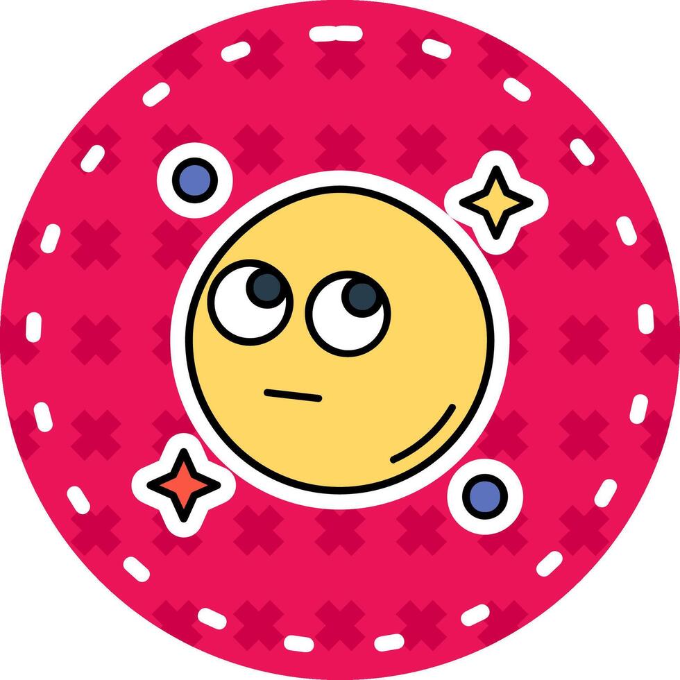 Rolling eyes Line Filled Sticker Icon vector