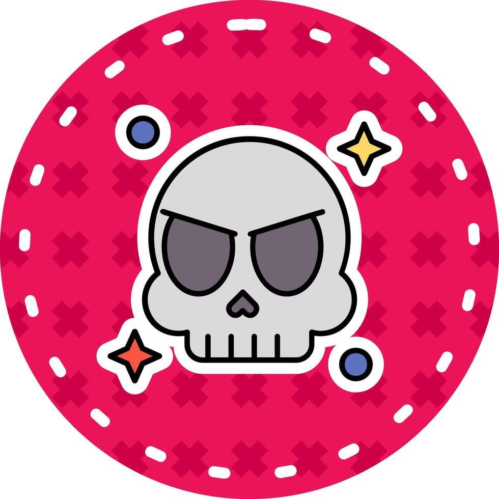 Skull Line Filled Sticker Icon vector