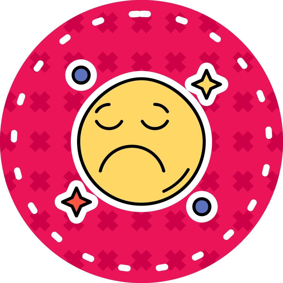 Sad Line Filled Sticker Icon vector