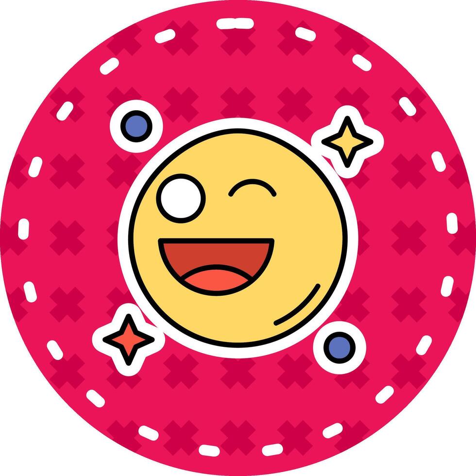 Wink Line Filled Sticker Icon vector
