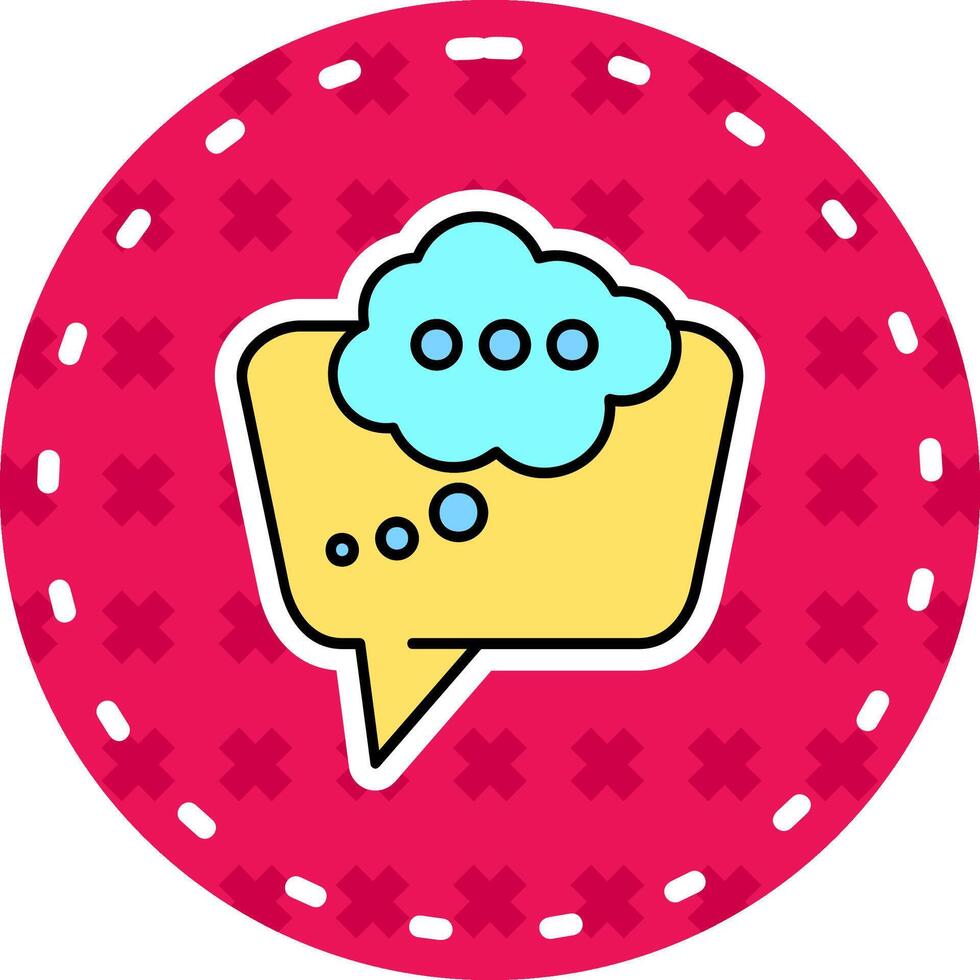 Thinking Line Filled Sticker Icon vector