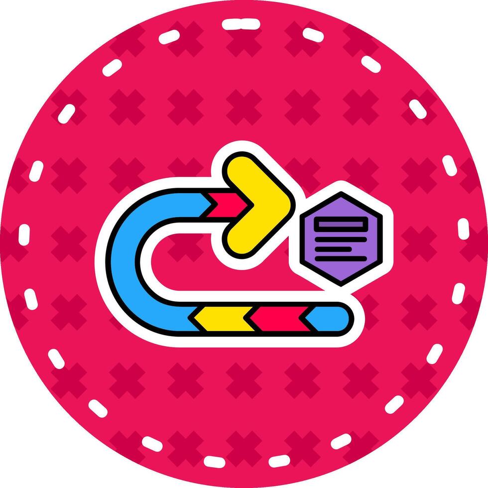 Right turn Line Filled Sticker Icon vector