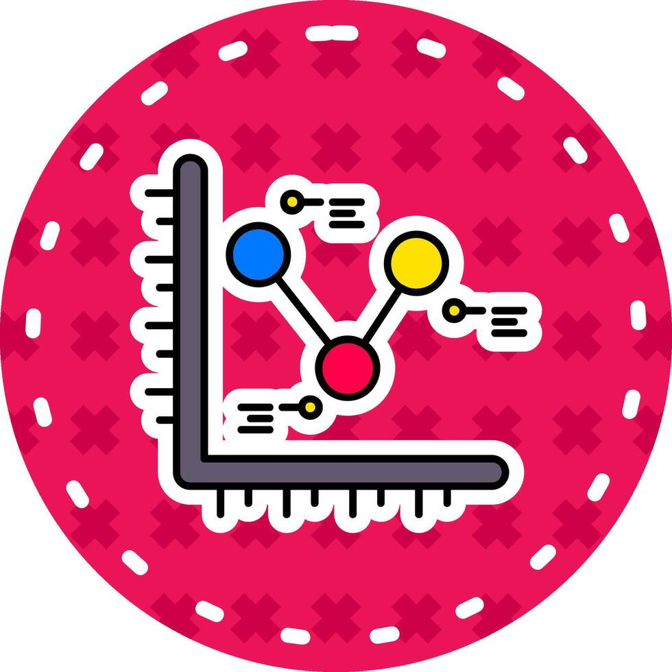 Chart Line Filled Sticker Icon vector