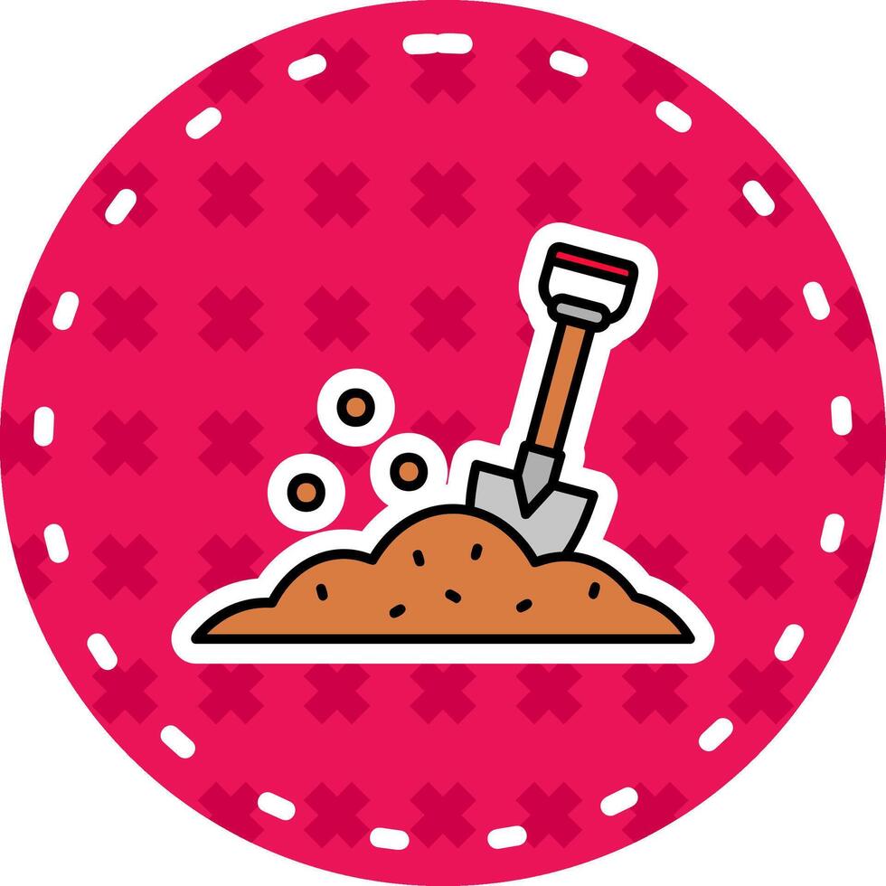 Shovel Line Filled Sticker Icon vector
