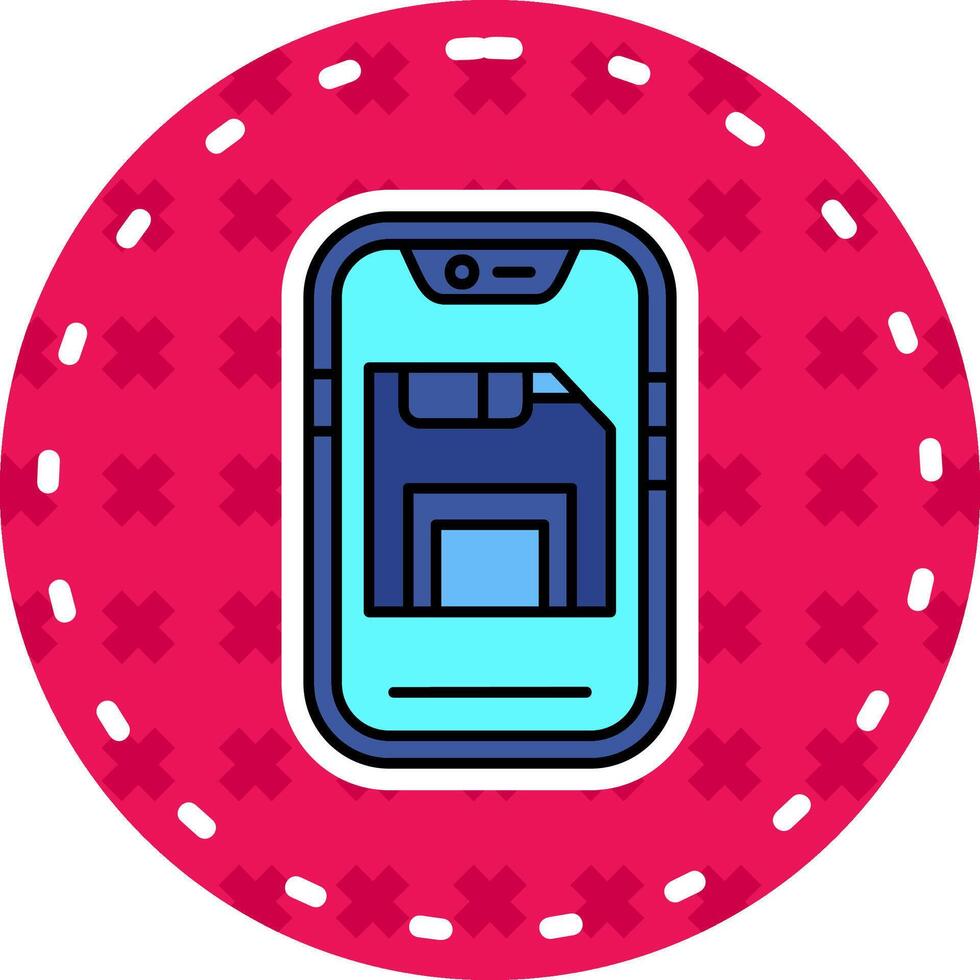 Save Line Filled Sticker Icon vector