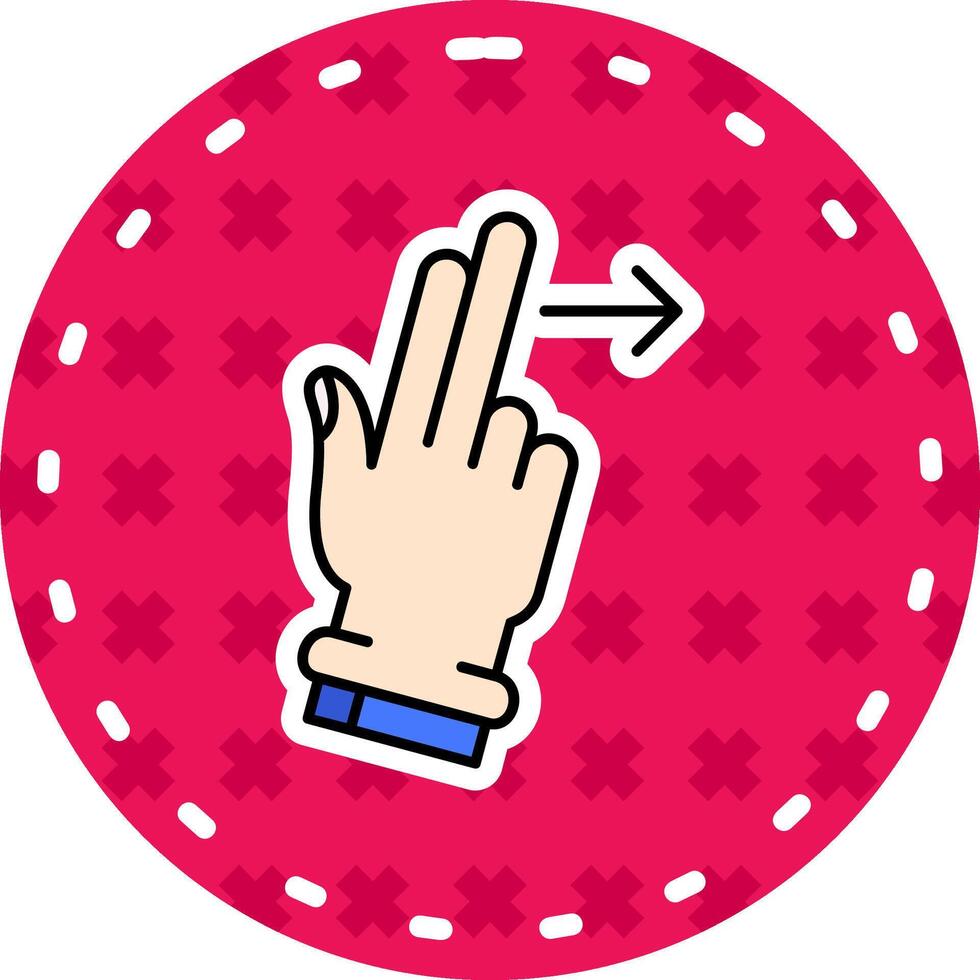 Two Fingers Right Line Filled Sticker Icon vector