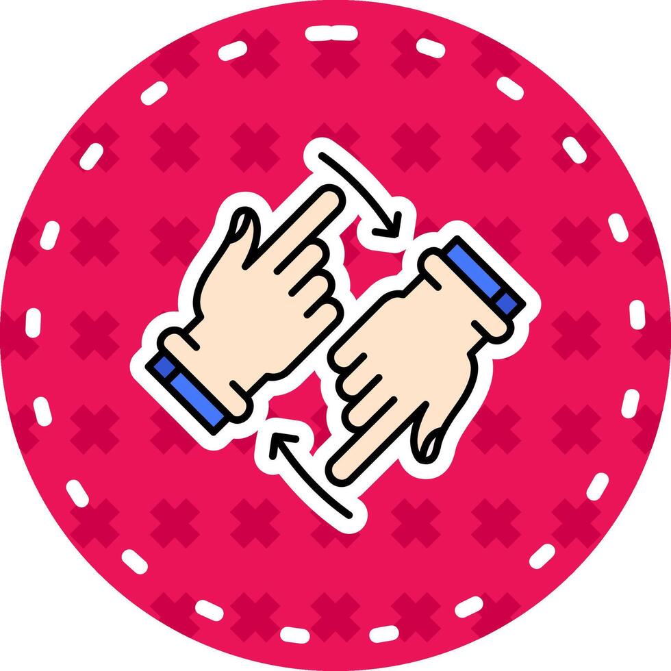 Rotate Two Hands Line Filled Sticker Icon vector