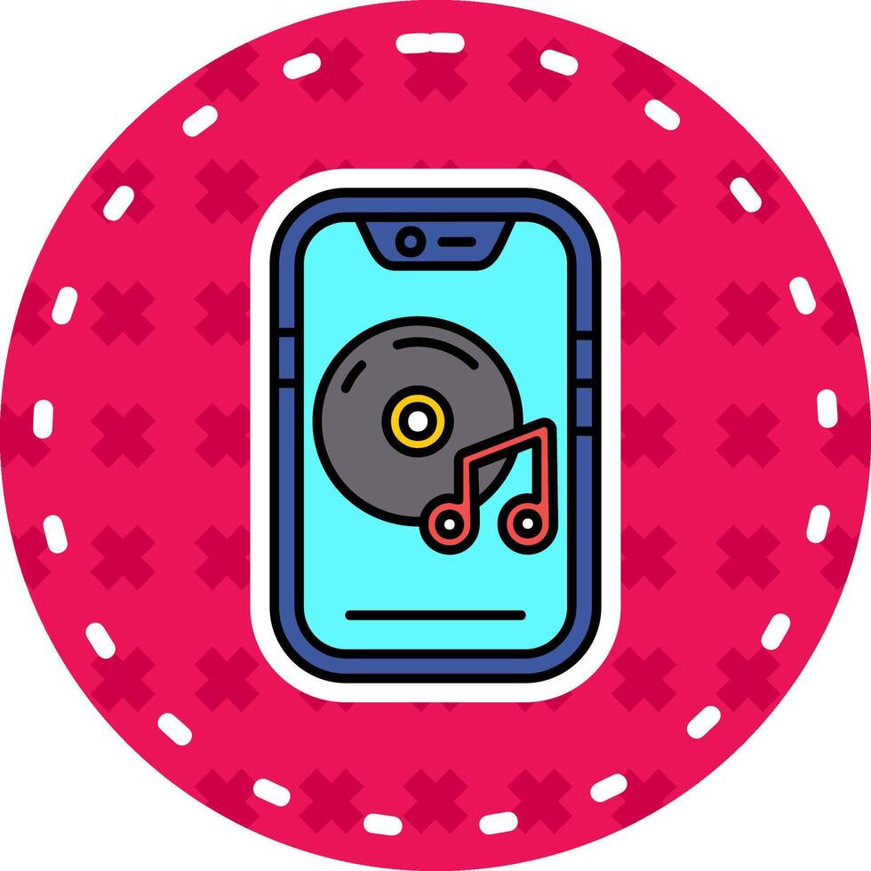 música jugador línea lleno pegatina icono vector