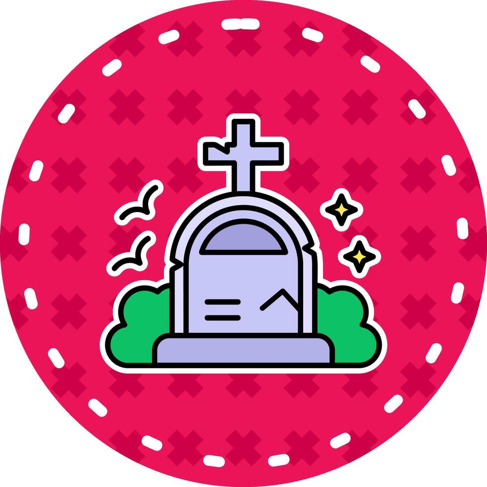 tumba línea lleno pegatina icono vector