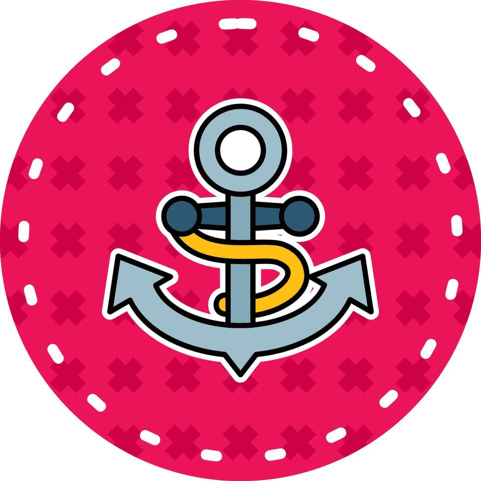 Anchor Line Filled Sticker Icon vector