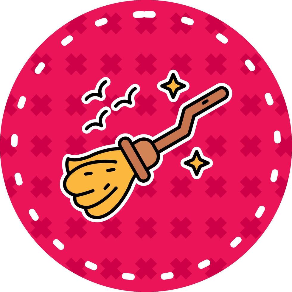 Broom Line Filled Sticker Icon vector