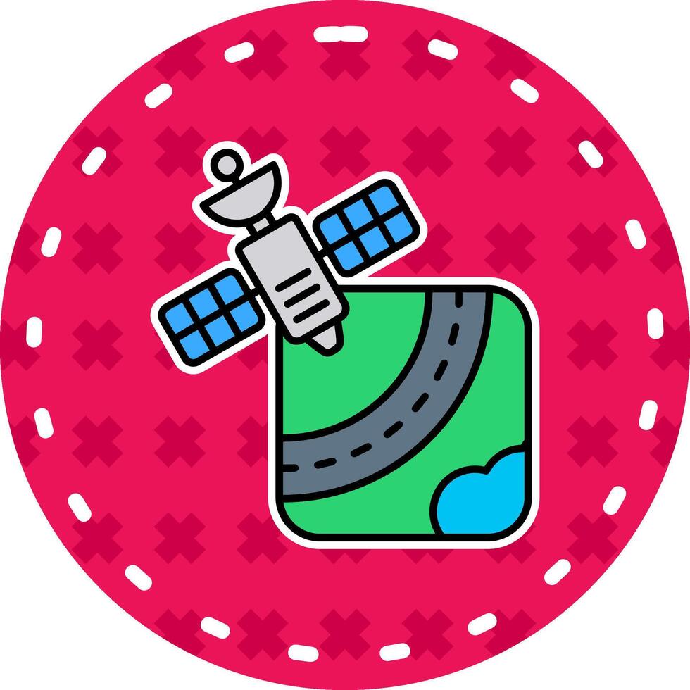 Gps Line Filled Sticker Icon vector