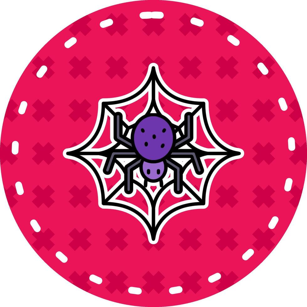 Spider web Line Filled Sticker Icon vector