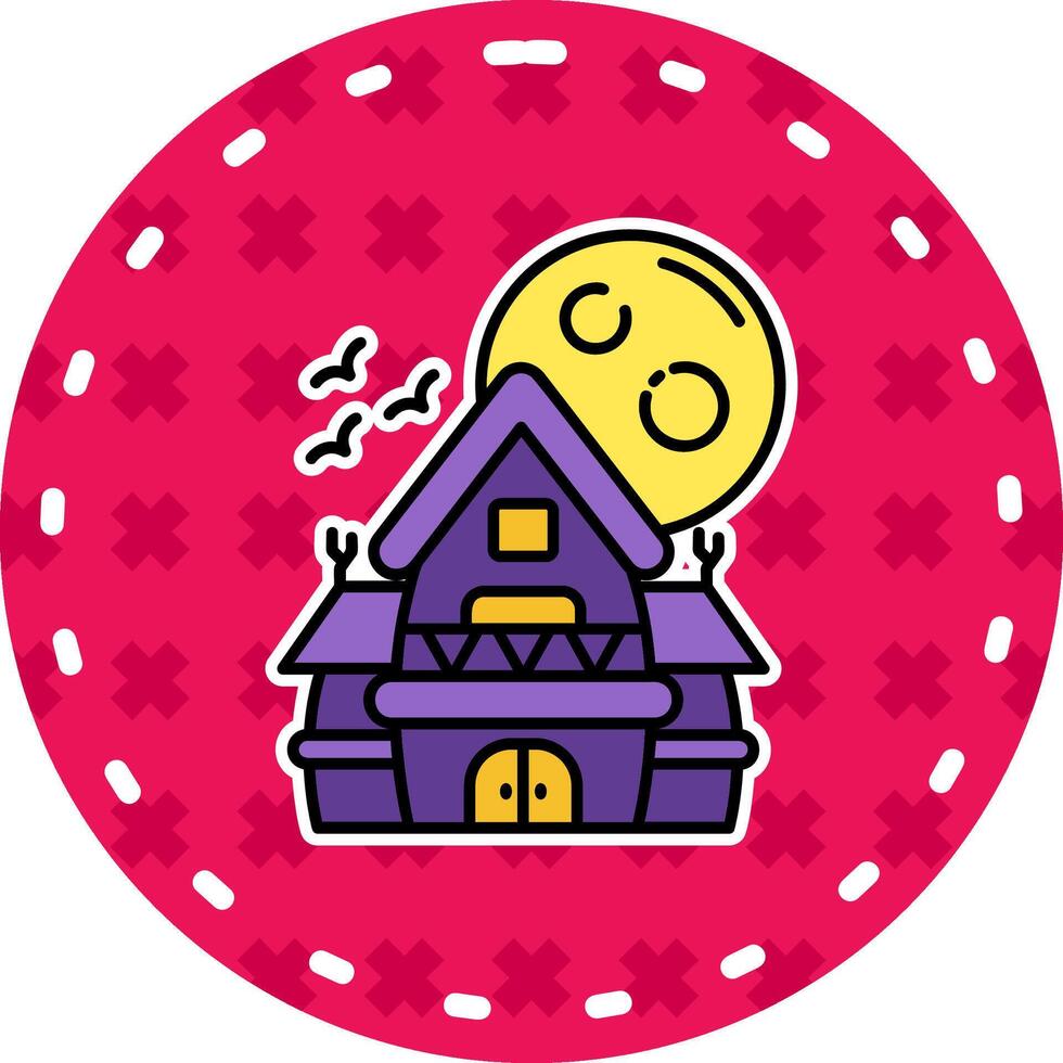 Haunted house Line Filled Sticker Icon vector