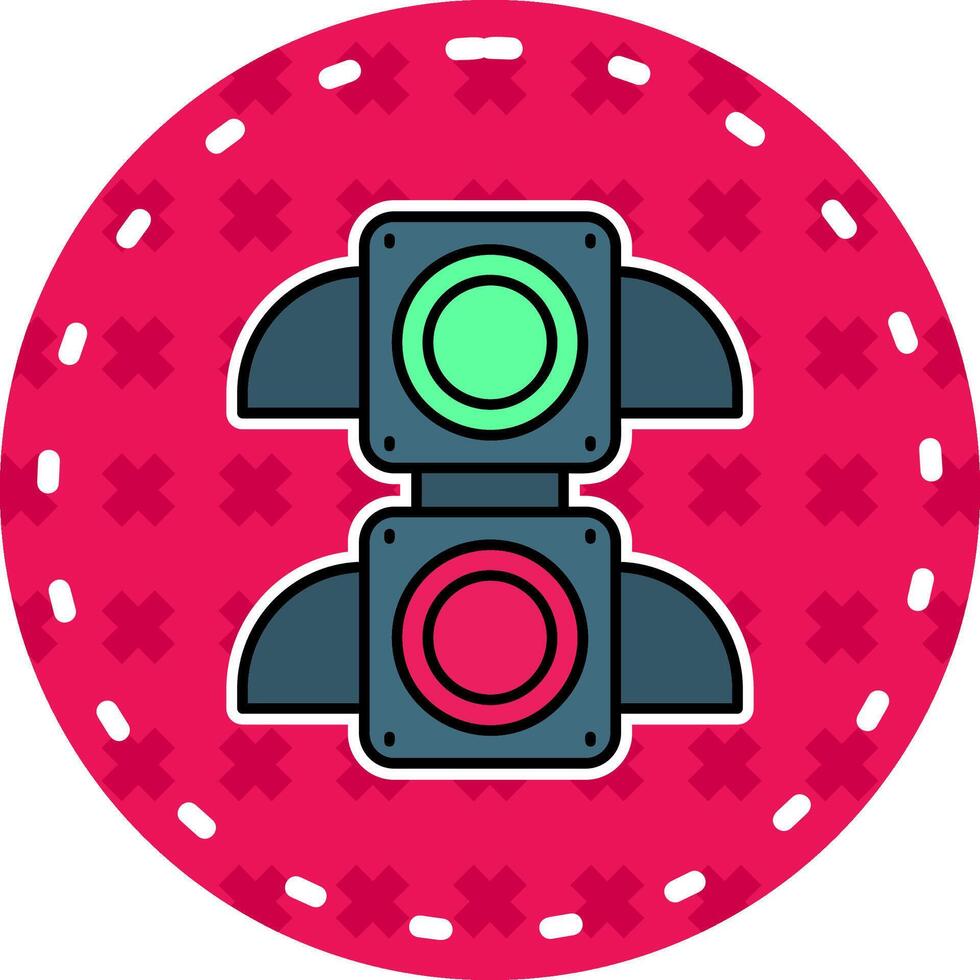 Traffic light Line Filled Sticker Icon vector