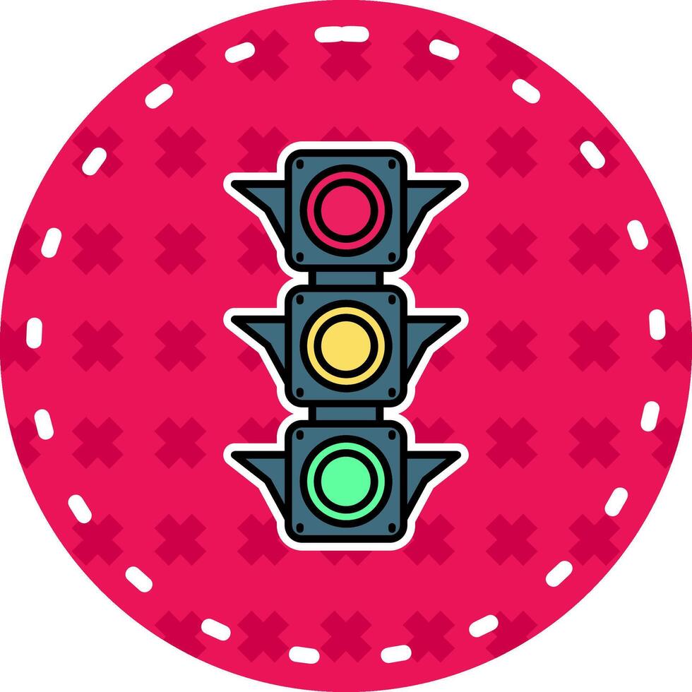 Traffic light Line Filled Sticker Icon vector
