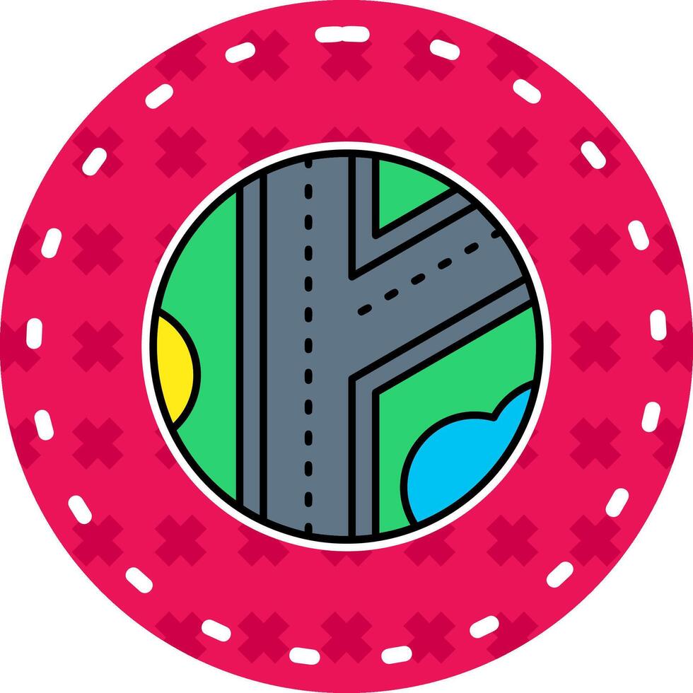 Road Line Filled Sticker Icon vector