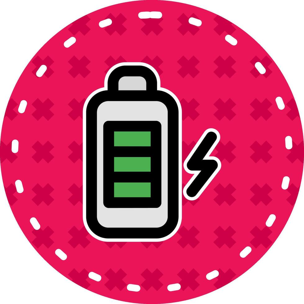 Battery Line Filled Sticker Icon vector
