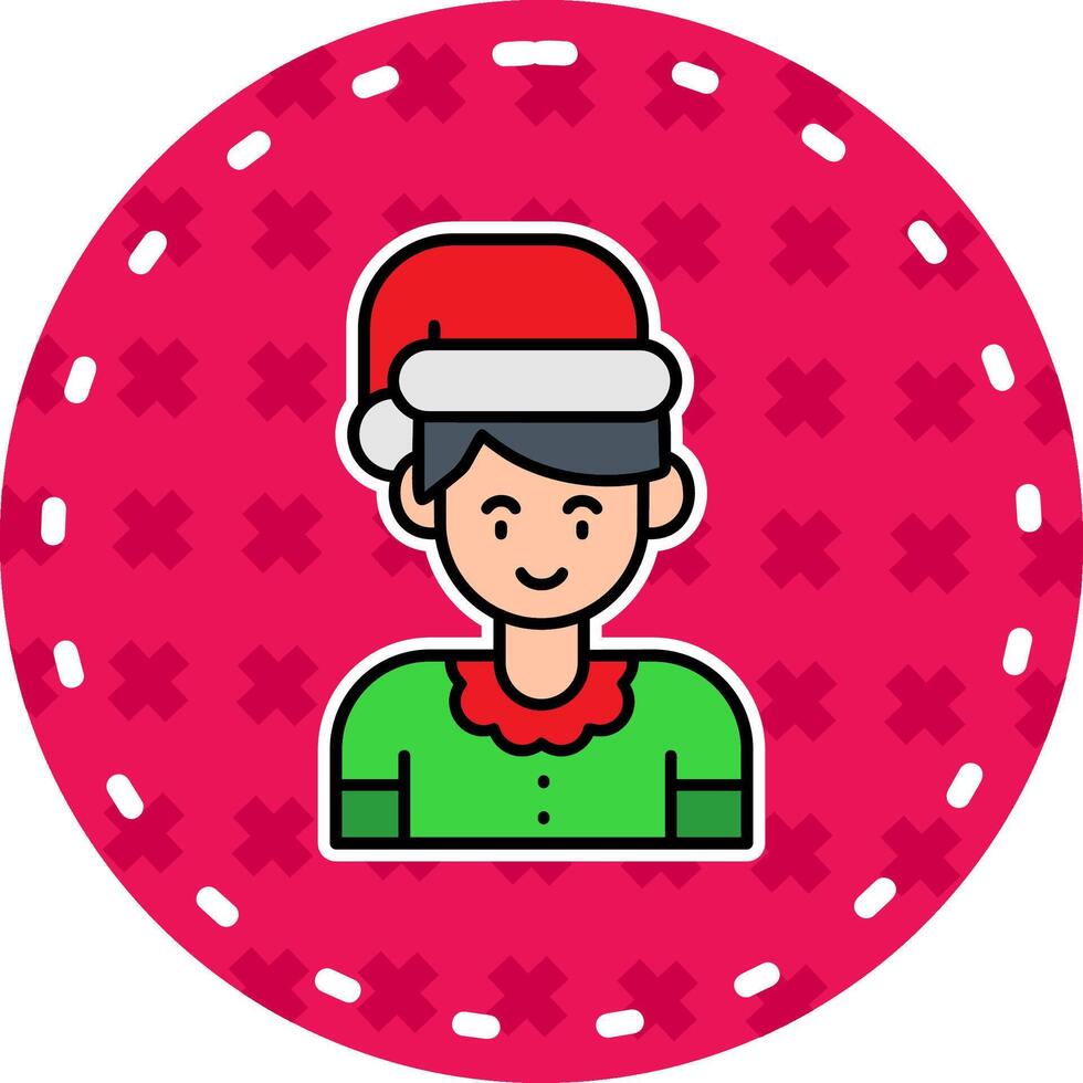 Boy Line Filled Sticker Icon vector