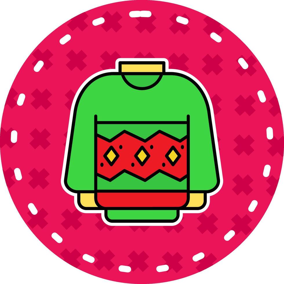 Sweater Line Filled Sticker Icon vector