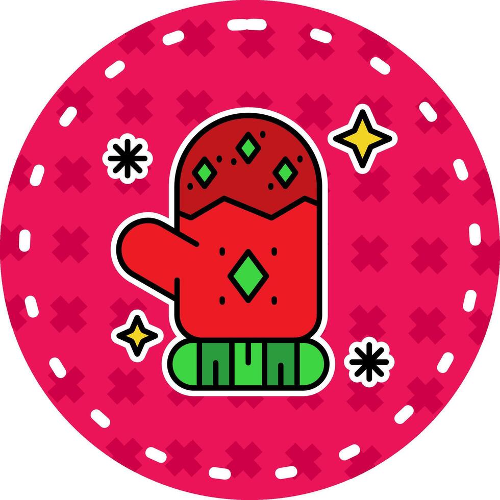 Mitten Line Filled Sticker Icon vector