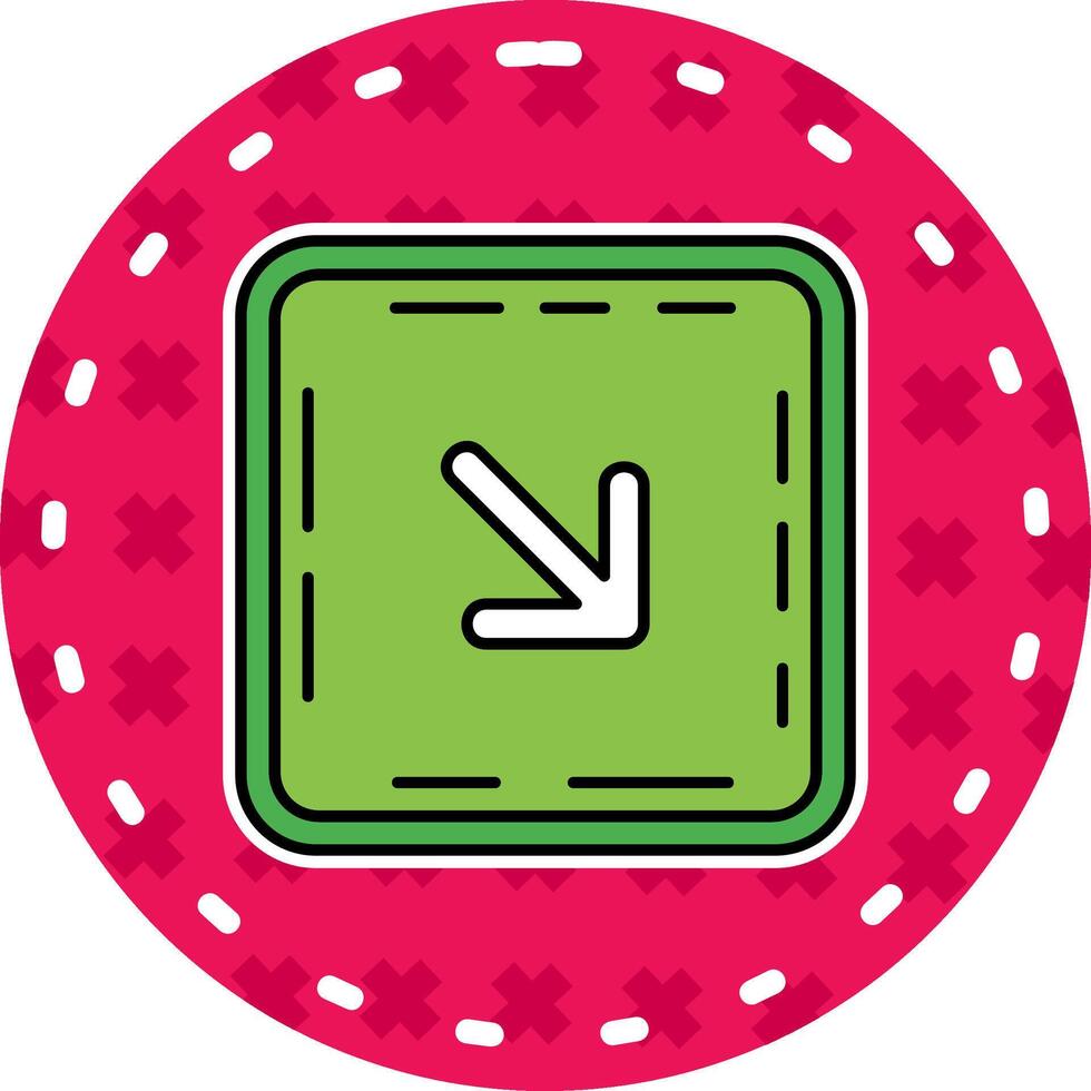 Down right arrow Line Filled Sticker Icon vector