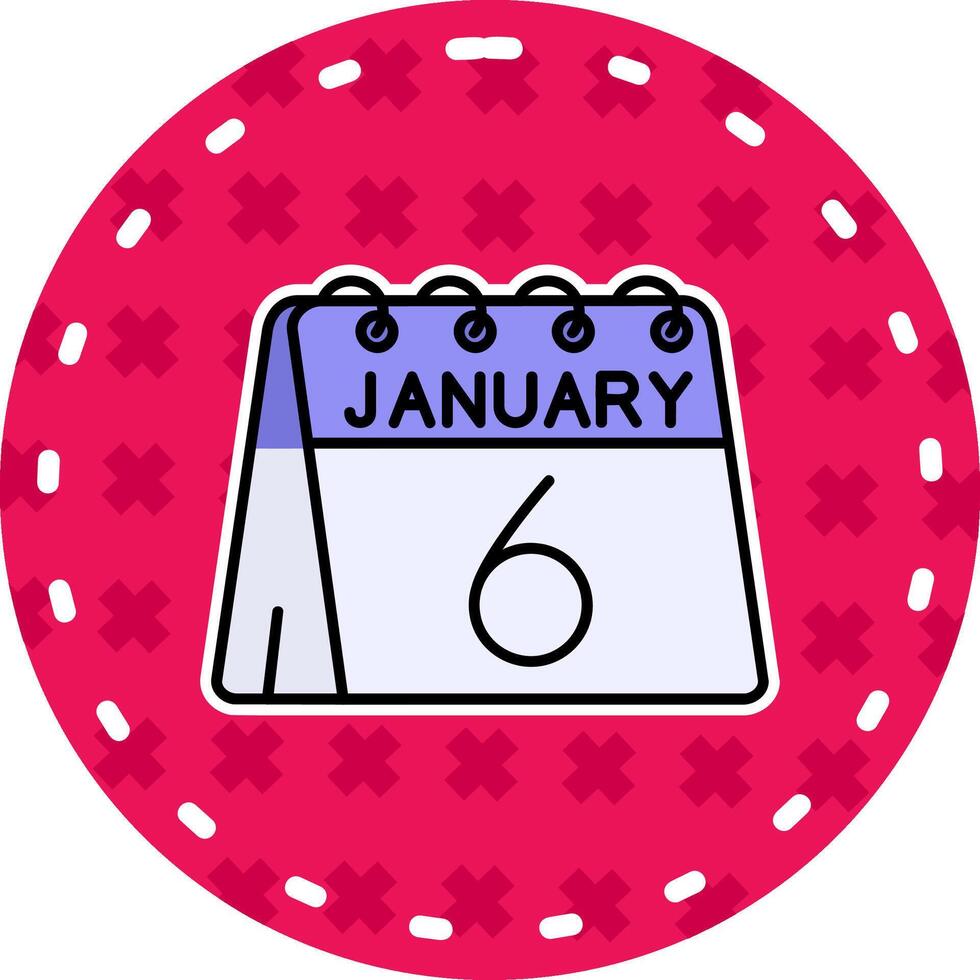 6th of January Line Filled Sticker Icon vector