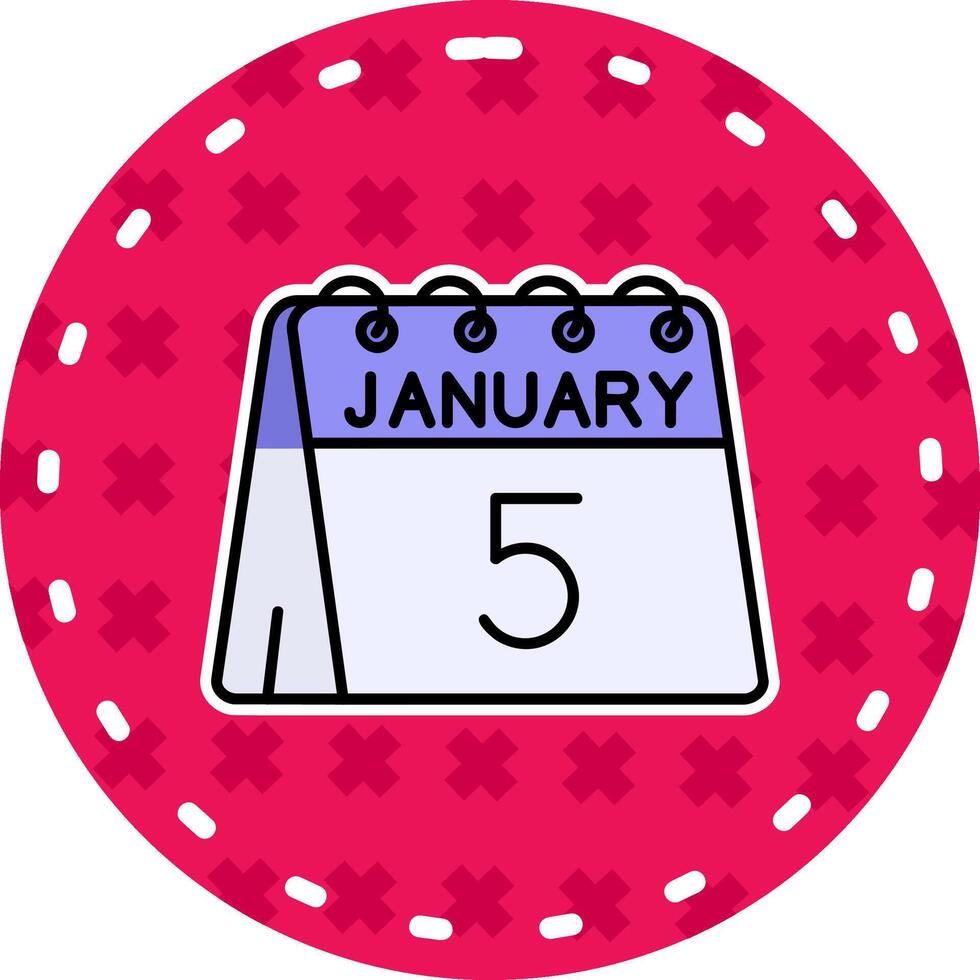 5th of January Line Filled Sticker Icon vector