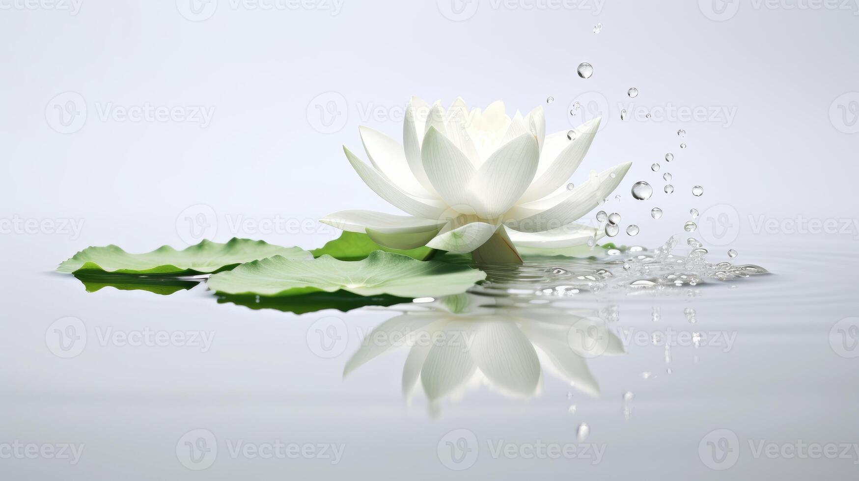 AI generated Lotus flower with water drops. photo