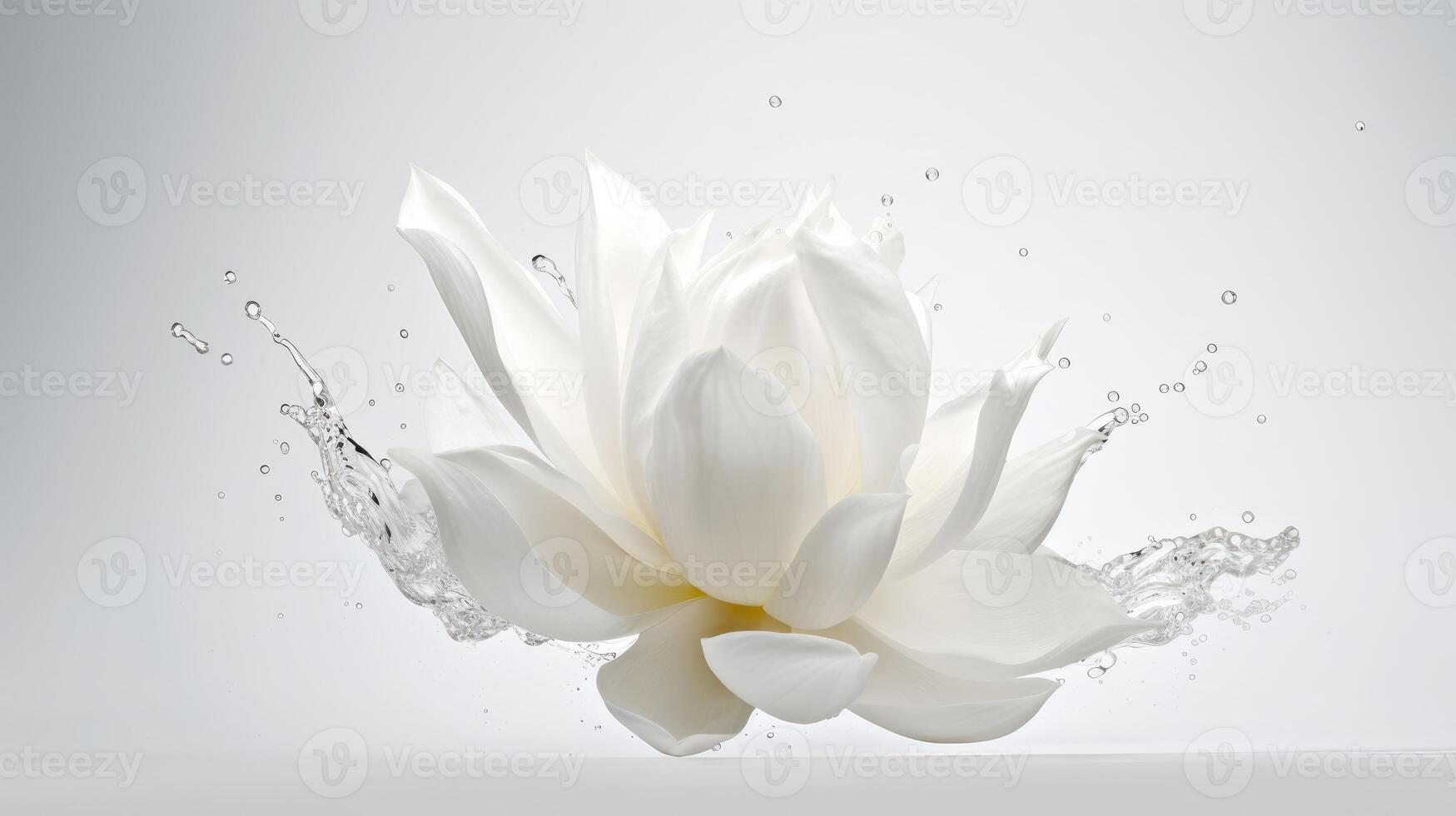 AI generated Lotus flower with water drops. photo