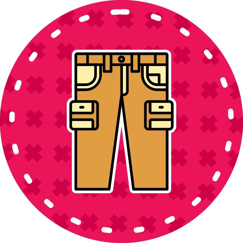 Cargo pants Line Filled Sticker Icon vector