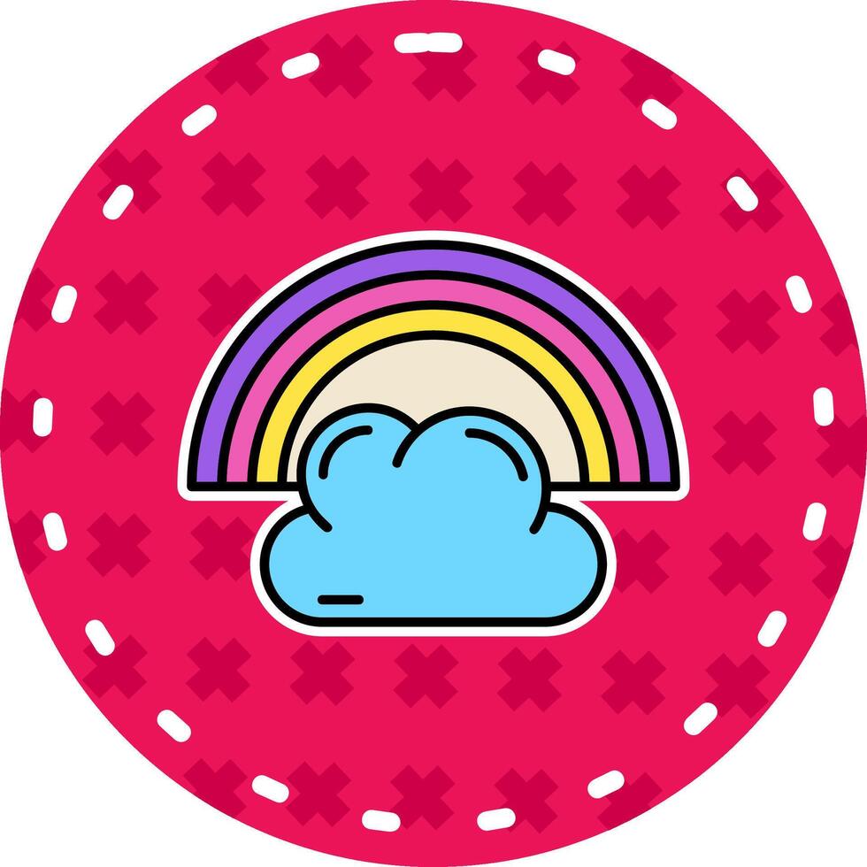 Rainbow Line Filled Sticker Icon vector