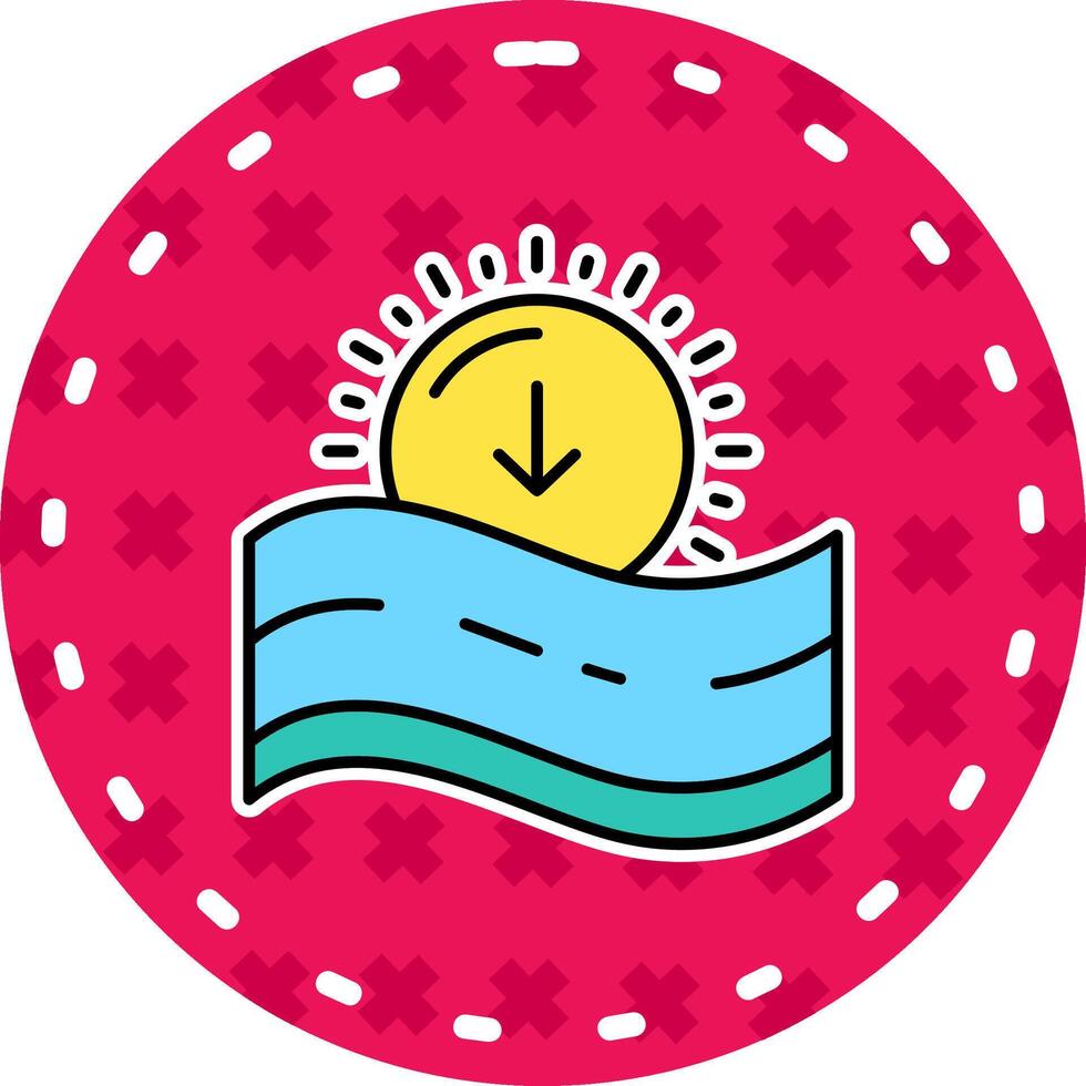 Sunset Line Filled Sticker Icon vector