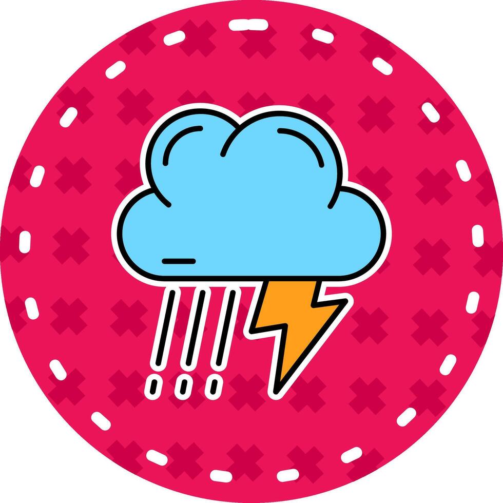 Thunder strom Line Filled Sticker Icon vector