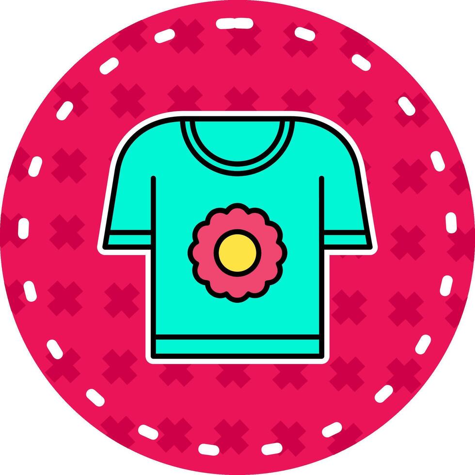 t camisa línea lleno pegatina icono vector