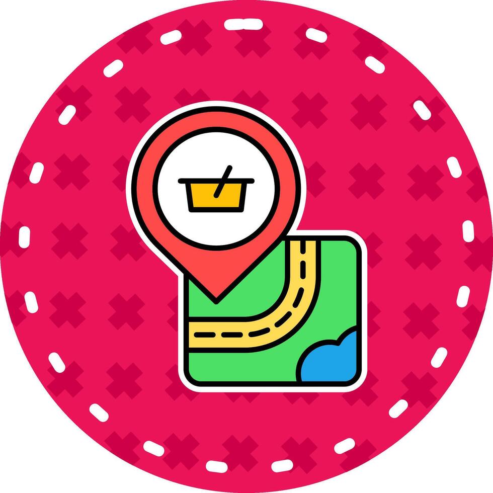 Shopping Line Filled Sticker Icon vector